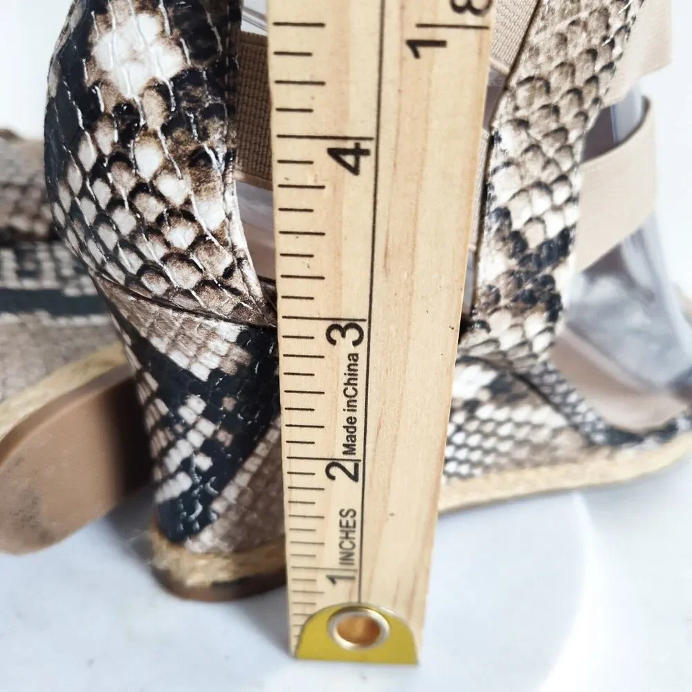 Sacha‎ London Strappy Espadrille Platform Wedge Sandals Leather Snakeskin Size 8 - Picture 8 of 10